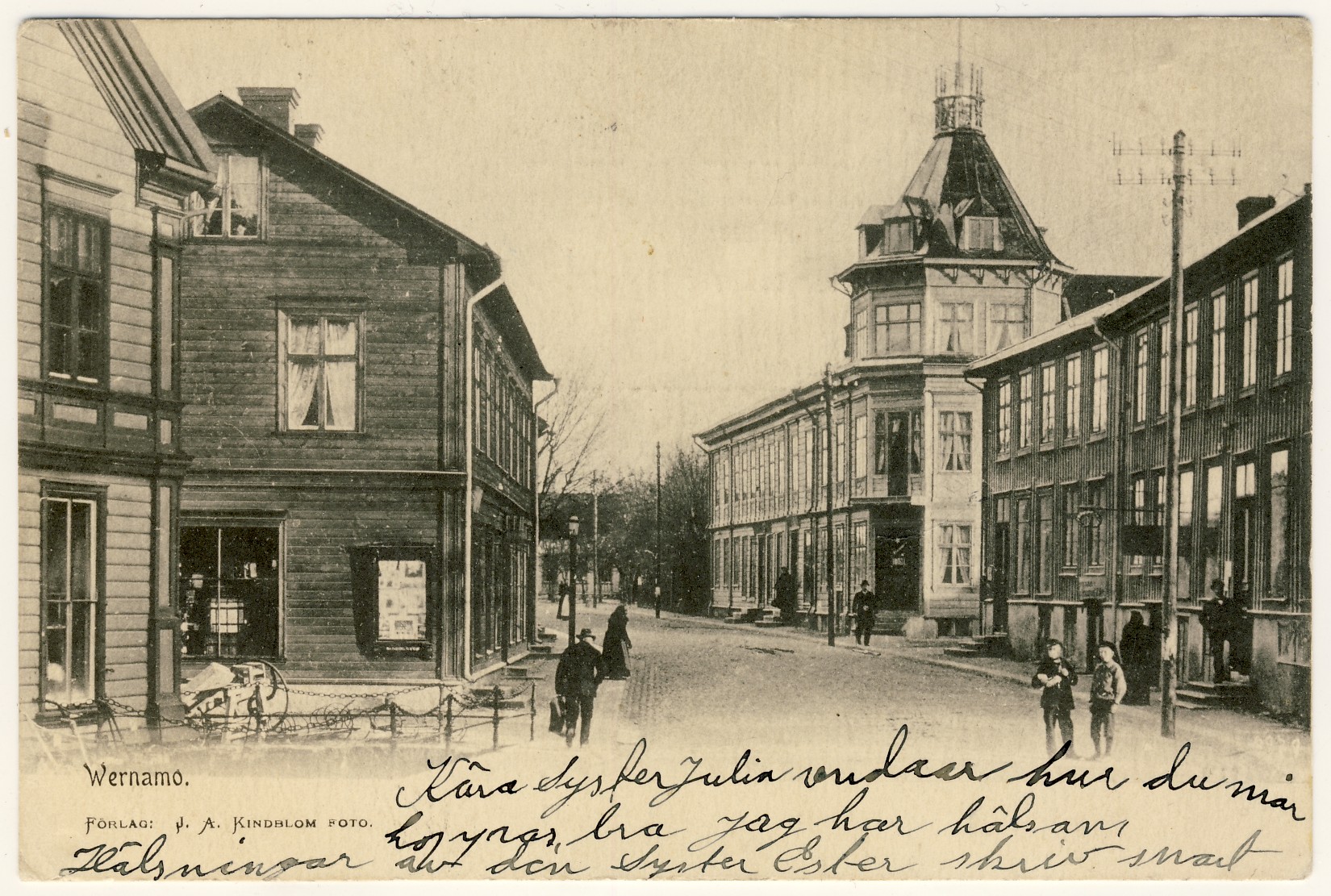 Värnamo centrum gammalt vykort